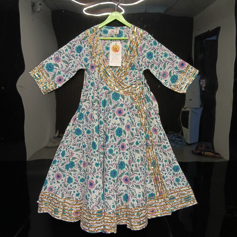 6-7 Year Priam Printed Cotton Girls Dress 34" Long Jalabiya