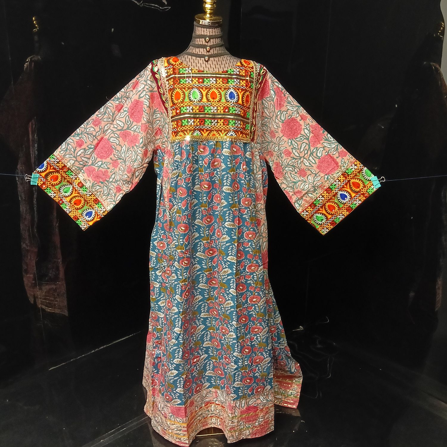 2XL-3XL Banjara Printed Cotton Dress 57" Long Jalabiya