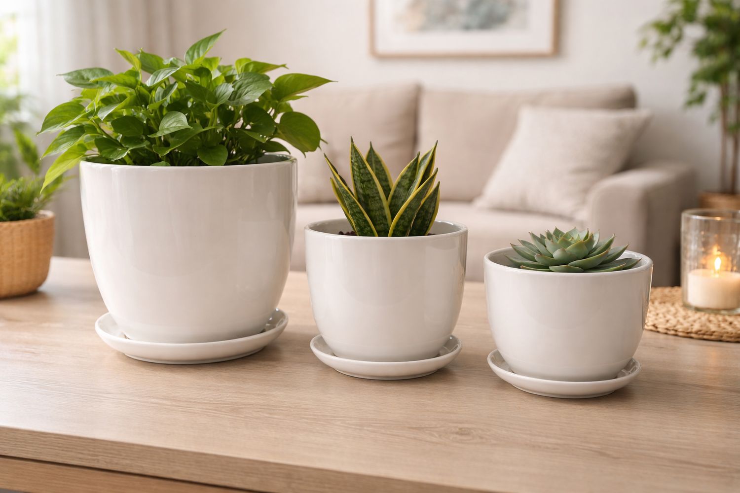 Vazo lulesh qeramike set 3 copë