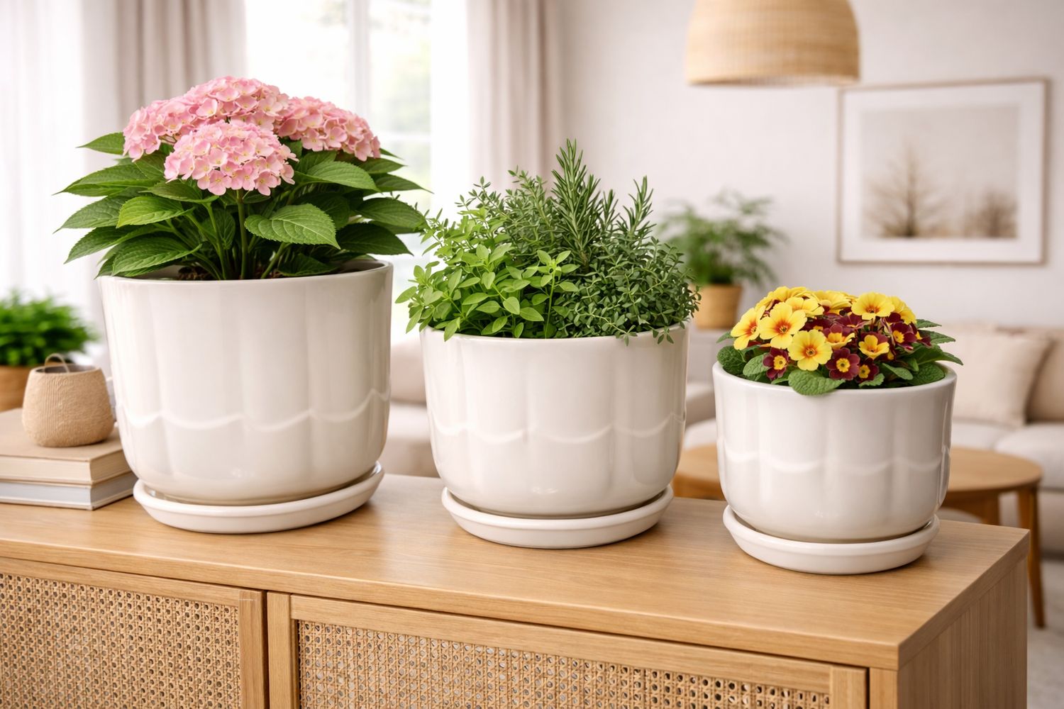 Vazo lulesh qeramike set 3 copë