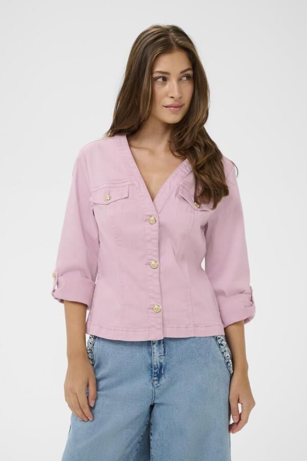 Cream  Visti Twill Jacket - Pink Nectar