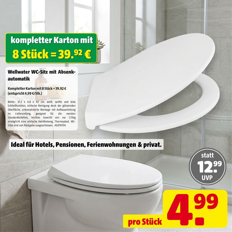 8er Spar-Pack - Wellwater WC-Sitz mit Absenkautomatik – Weiß