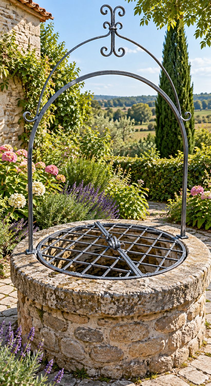 grille de puits avec une arche double