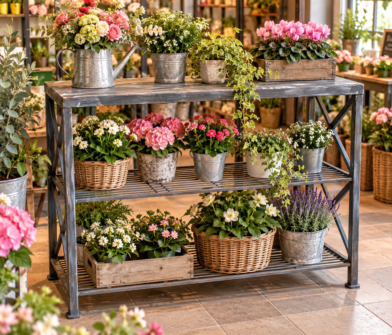 étagère de fleuriste sur mesure