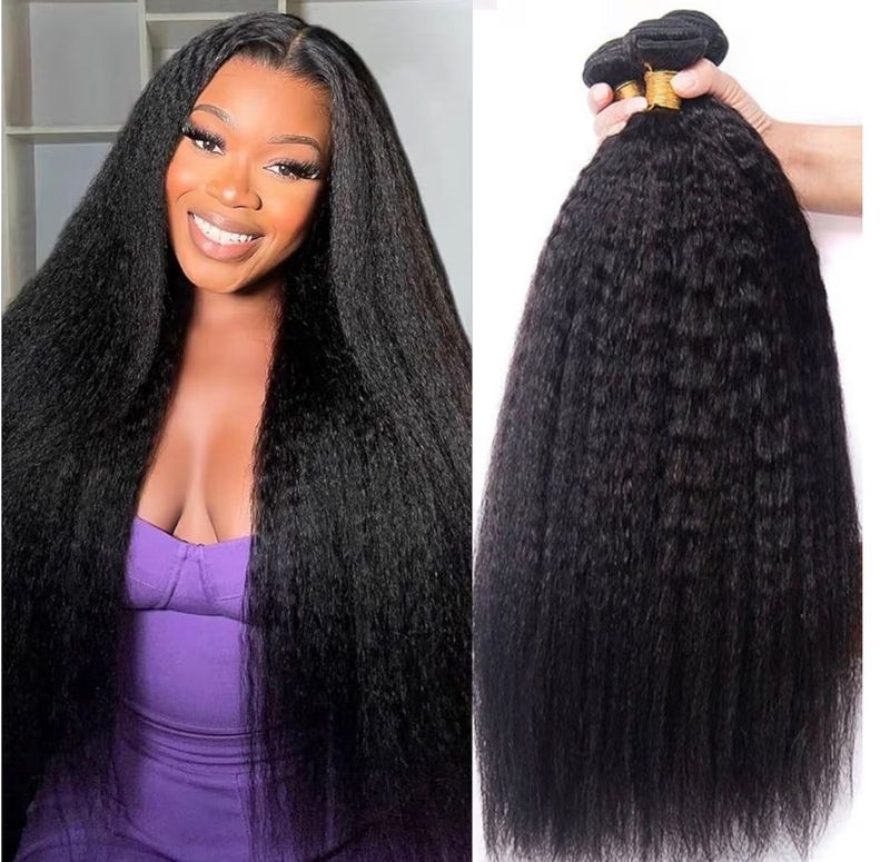 THB Bundles Deal Kinky/Yaki Straight 100% human hair with 4X4 HD Closure