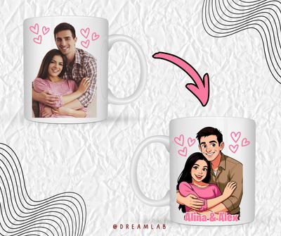 ​Cană cartoon personalizată – poza ta unică