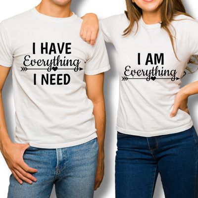 Set 2 tricouri amuzante/statement – „I Have Everything” &amp; „I Am Everything” – 100% bumbac