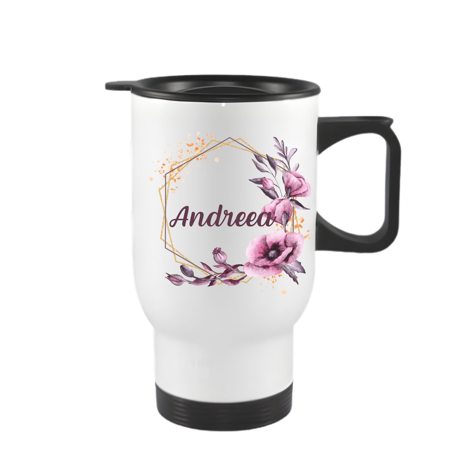 ​Cană albă din aluminiu – personalizată cu numele tău