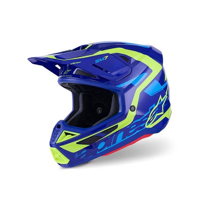 Casco Cross ALPINESTARS S-M7 DEED ECE2206 - (Blue/Yellow Fluo Glossy)