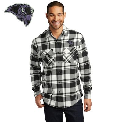 Buffalo Bison Port Authority Plaid Flannel Shirt - W668 - Snow White / Black
