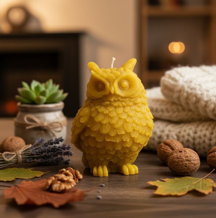 Świeca z wosku pszczelego SOWA7