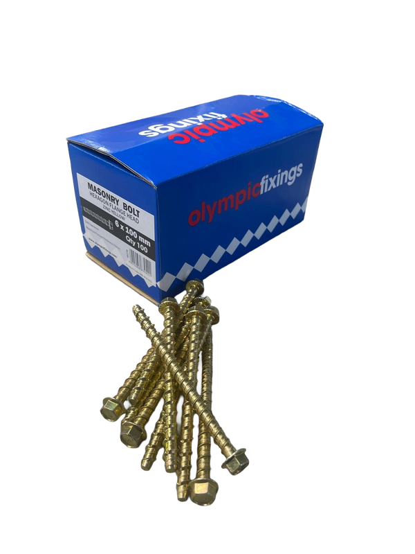 Masonry Multi-Fix Bolt, Hexagon Flange Head 6 x 100mm (100)