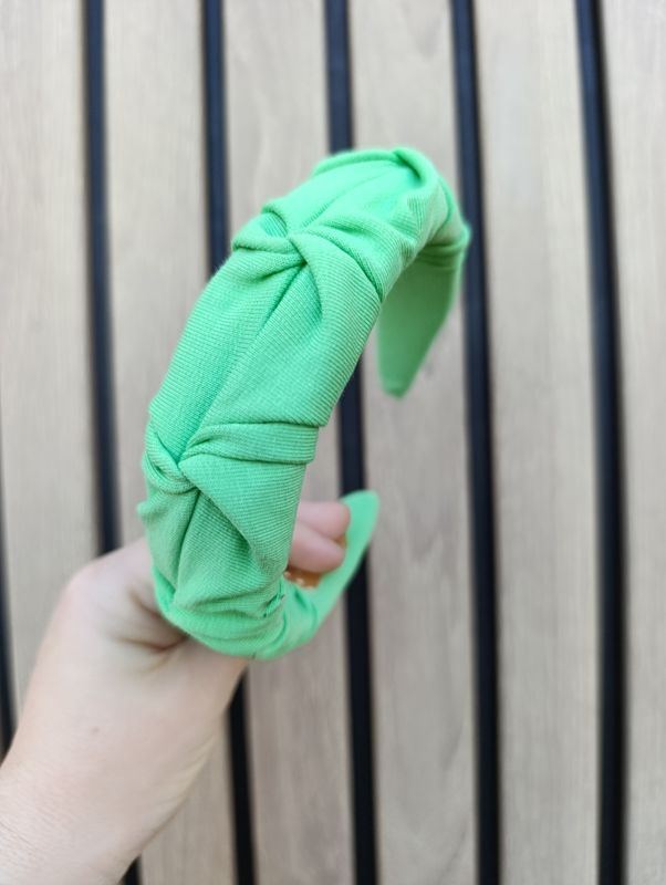 Opaska marszczona wąska dresowa seledyn