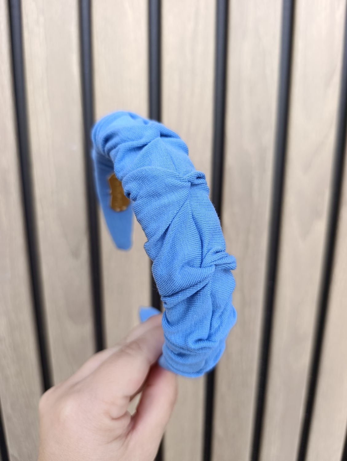 Opaska marszczona wąska jeansowa dresowa