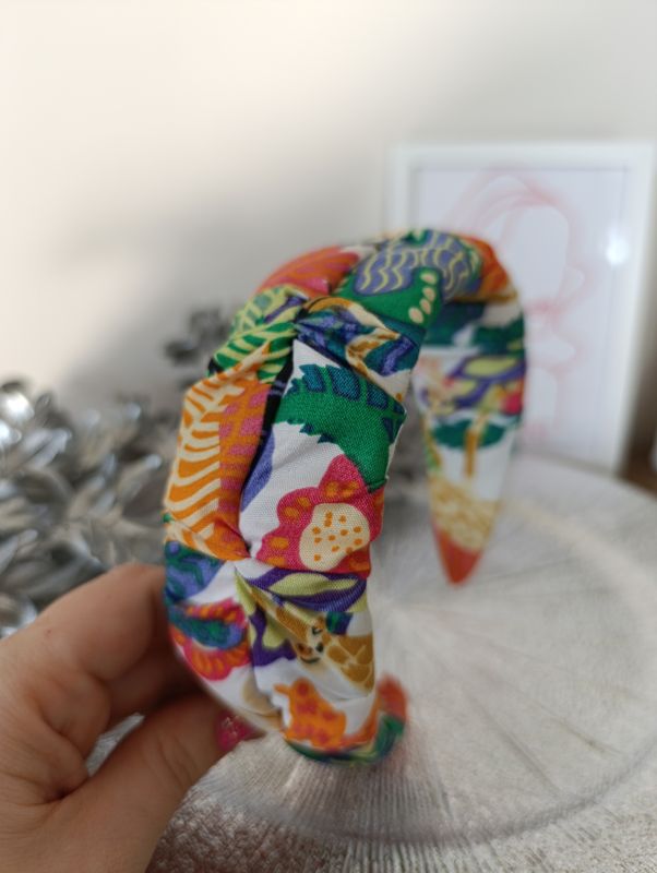 Opaska marszczona szeroka multikolor zoo