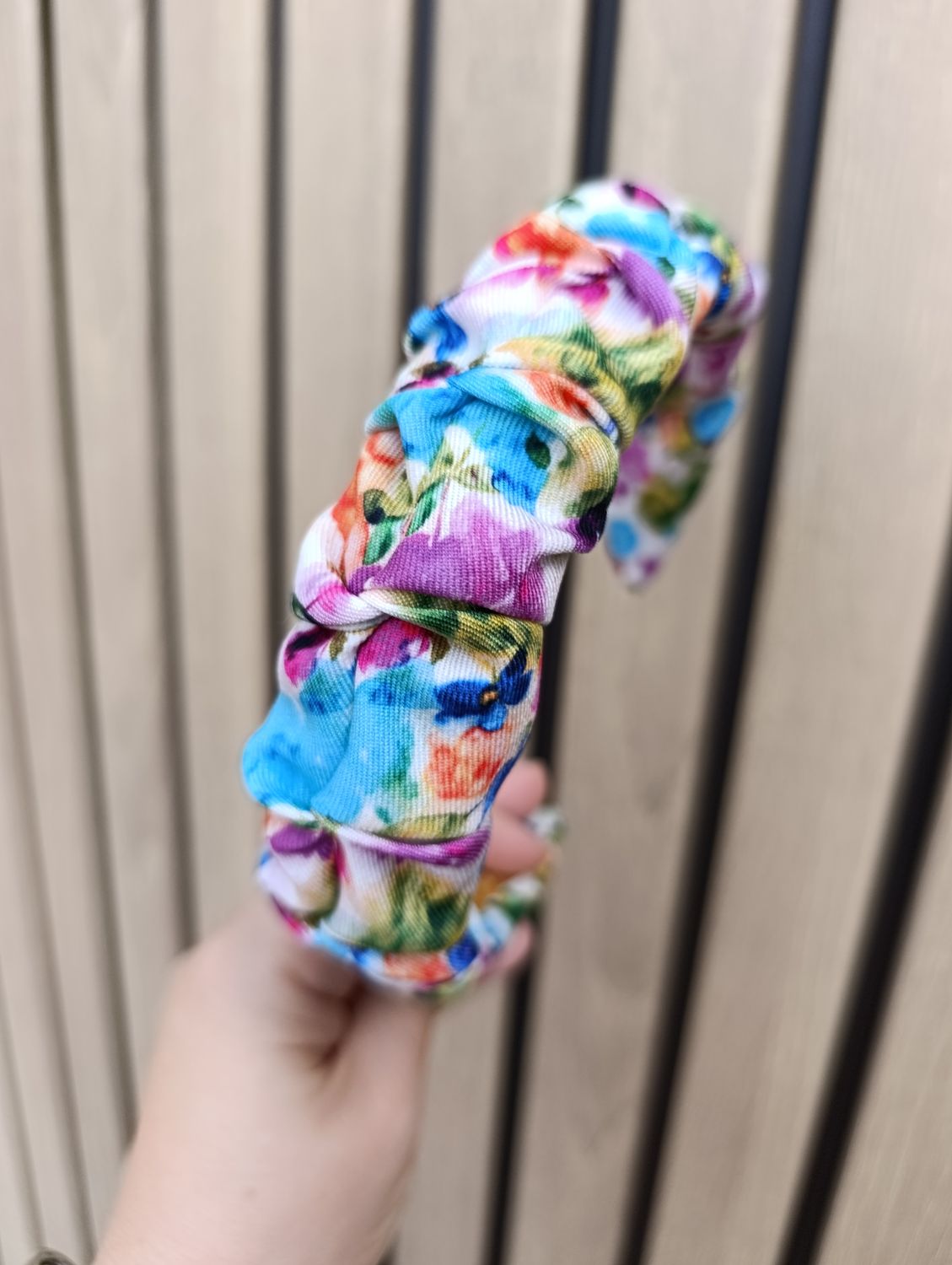 Opaska marszczona wąska multikolor pastelowe róże