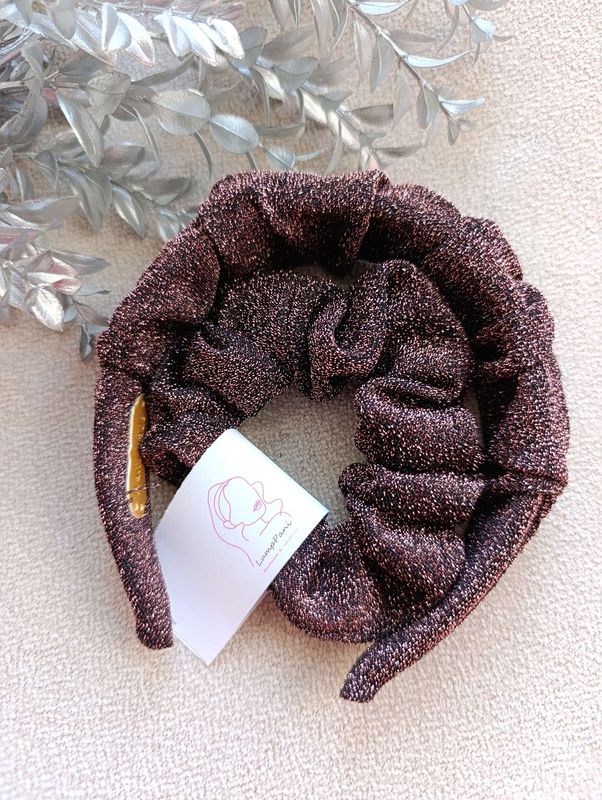 zestaw opaska i gumka lurex puder blink