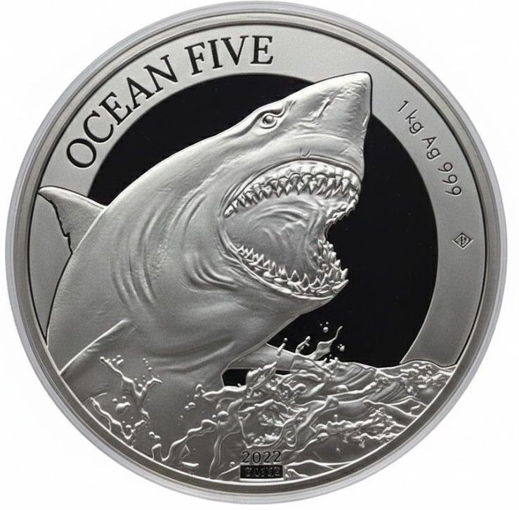 1 kilo Niue 2022 - Ocean Five Great White Shark 1 kilo Niue 2022 - Ocean Five Great White Shark