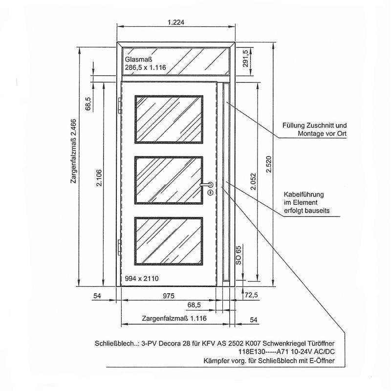 HUGA Holztür Duradecor mit Oberlicht und GSH Blockzarge