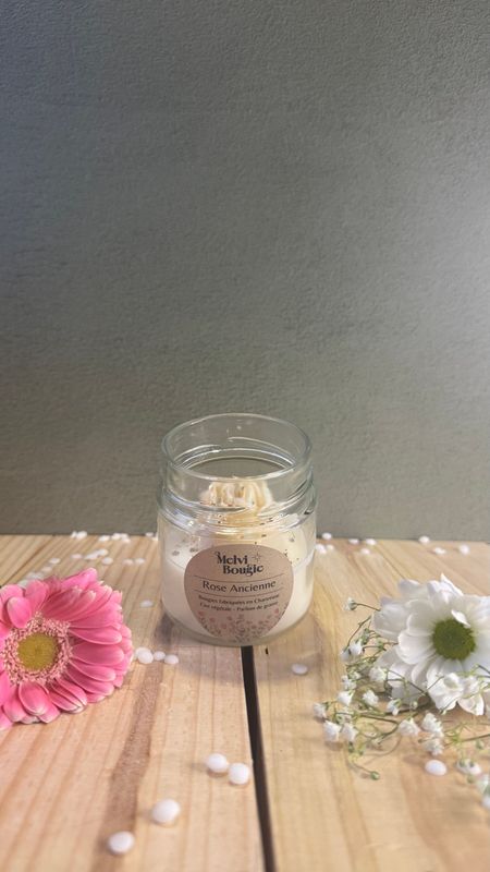 Bougie déco bocal Rose Ancienne 120g