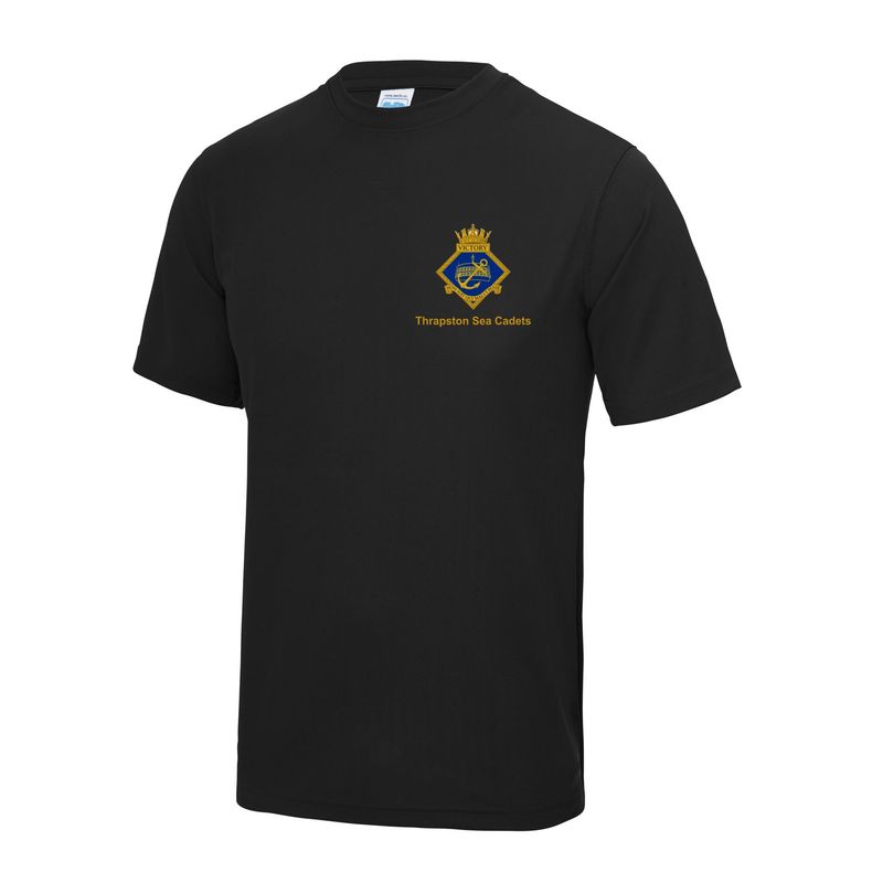 Thrapston Sea Cadets - Adult Black Cool Tec T-Shirt JC001