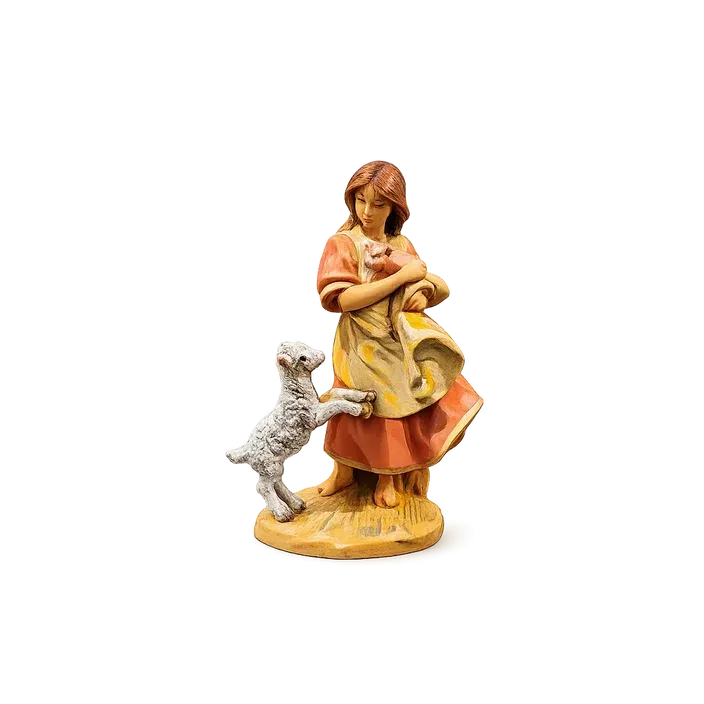 Elisha the Shepherdess with Piglet – 5” Scale Nativity Figure