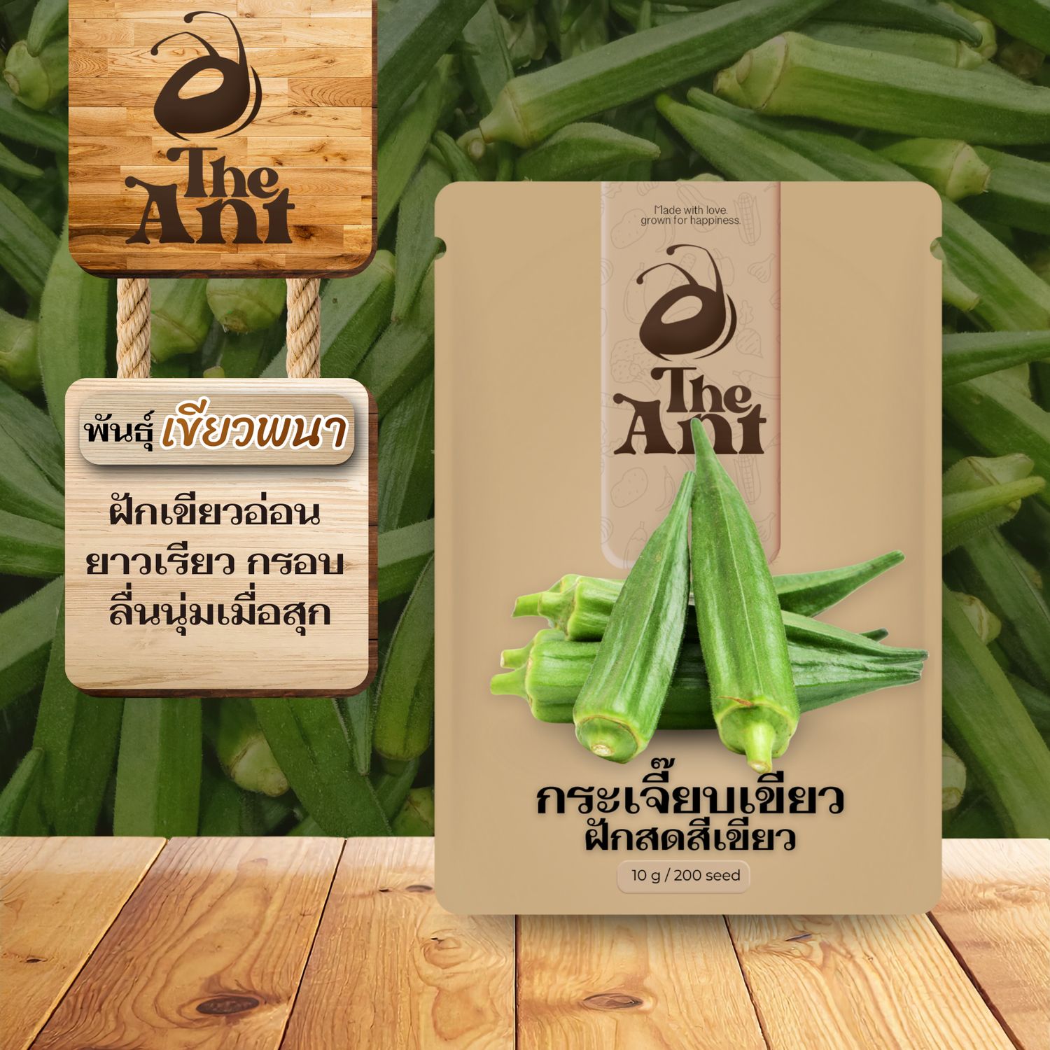 เมล็ดพันธุ์กระเจี๊ยบเขียวฝักสดสีเขียว