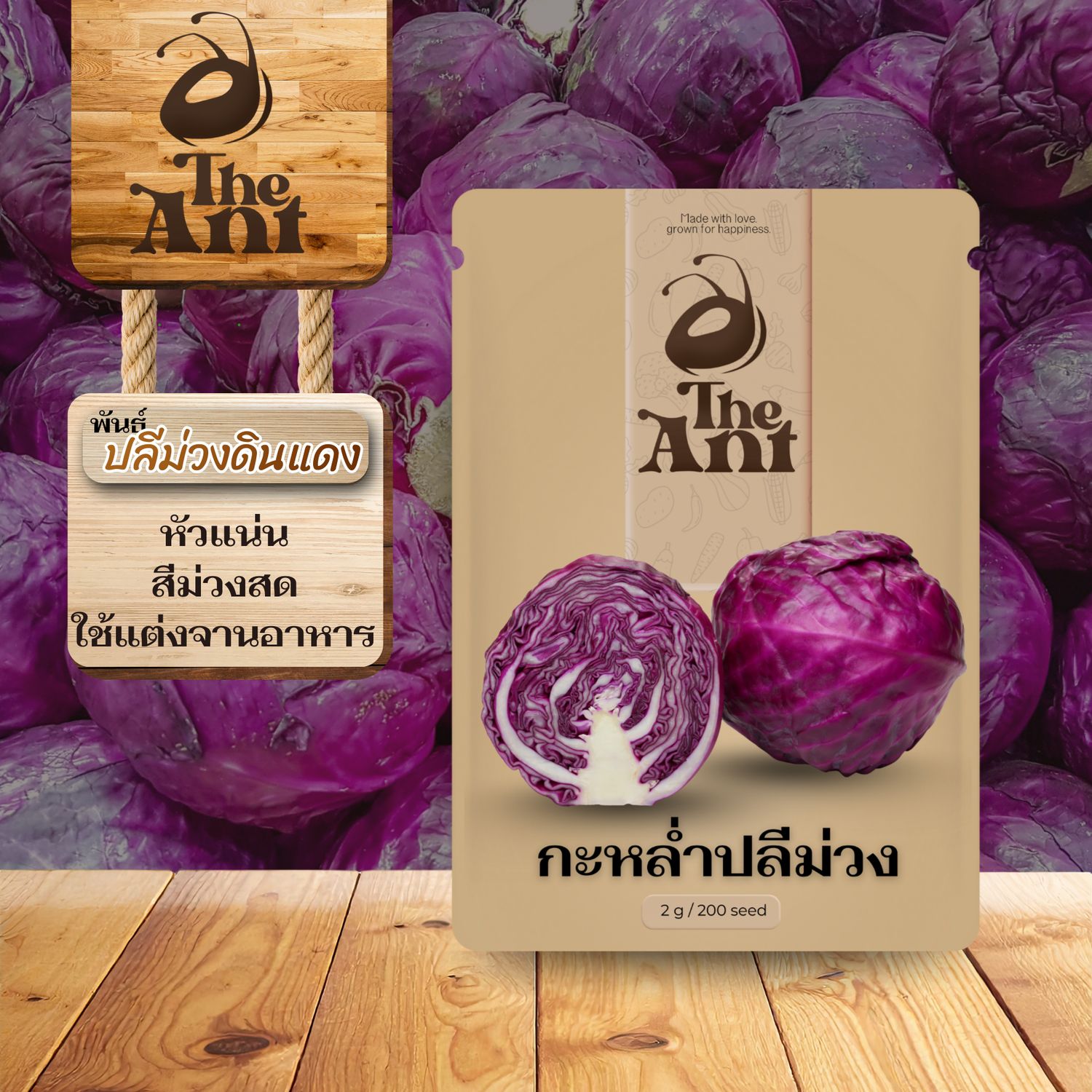 เมล็ดพันธุ์กะหล่ำปลีม่วง ปลีม่วงดินแดง