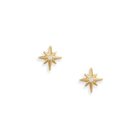 Shooting stars - 14 karat gold plated sterling silver stud earrings