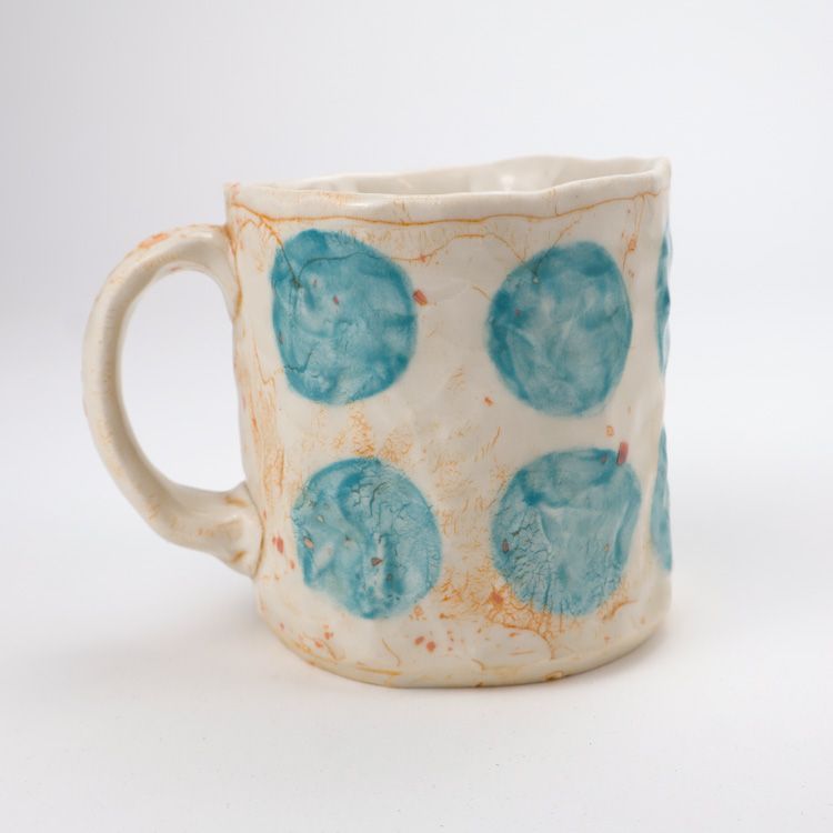 Rachel Donner, turquoise dot mug
