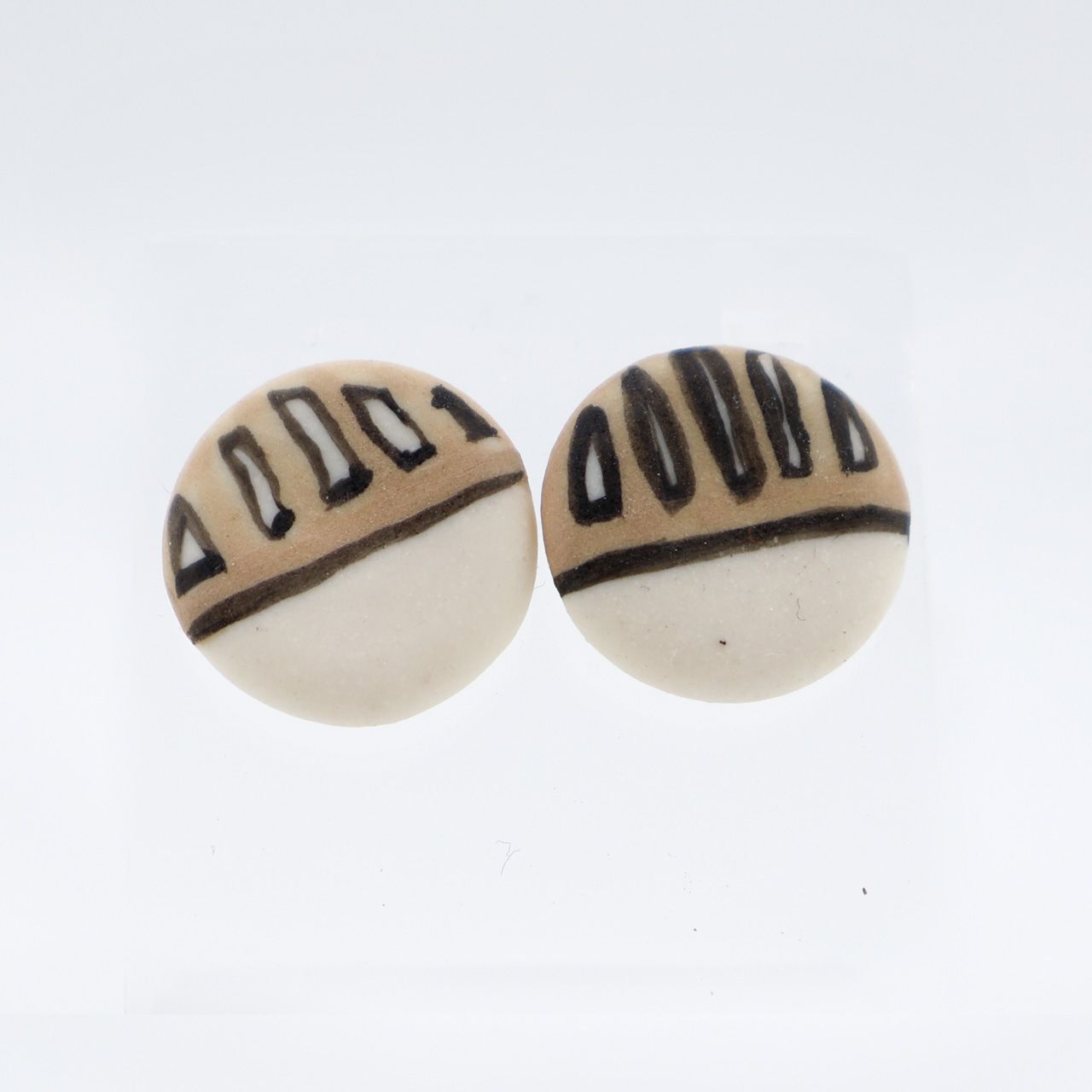 April Felipe, Earrings, Post, White and Beige