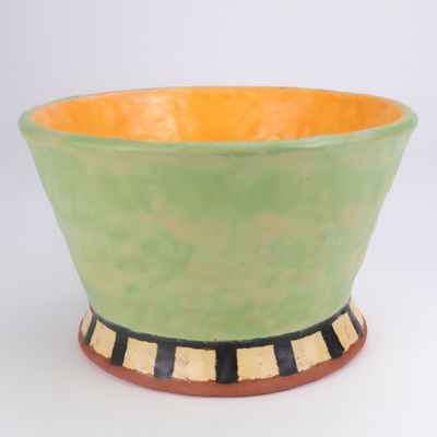 Holly Walker, round bowl, green/orange