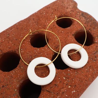 Iva Haas Gold Hoops &amp; White Circles