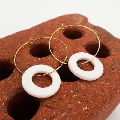 Iva Haas Gold Hoops &amp; White Circles