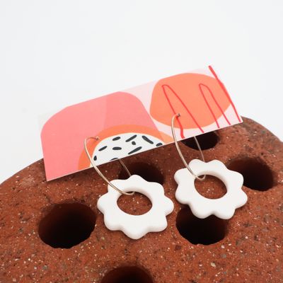 Iva Haas Small White Flower Hoops 2