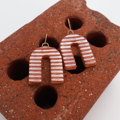 Iva Haas Earthenware Striped U's Dangle Earrings