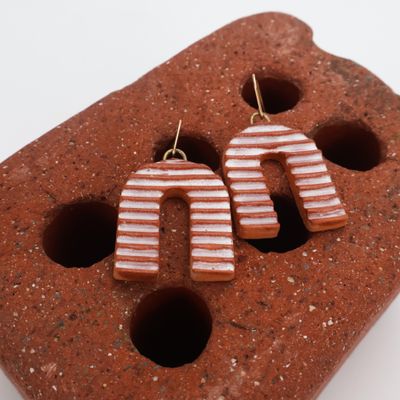 Iva Haas Earthenware Striped U's Dangle Earrings