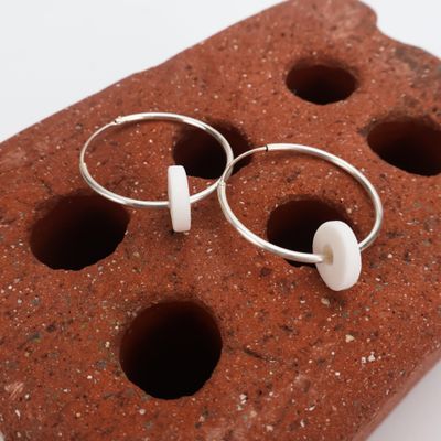 Iva Haas Silver Hoops &amp; Small White Circles