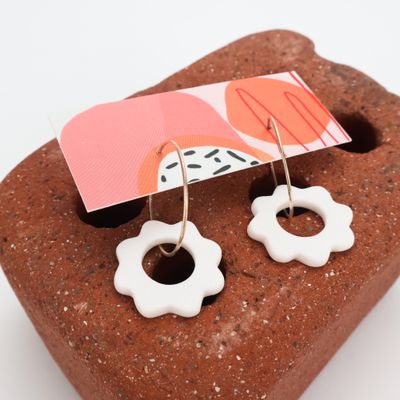 Iva Haas Small White Flower Hoops 2