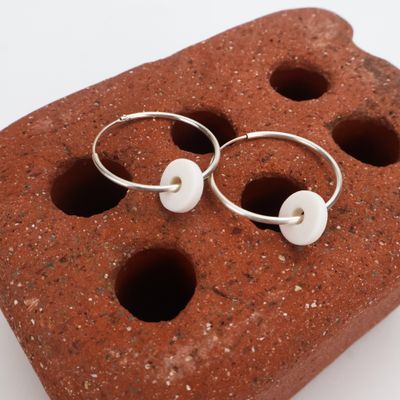 Iva Haas Silver Hoops &amp; Small White Circles