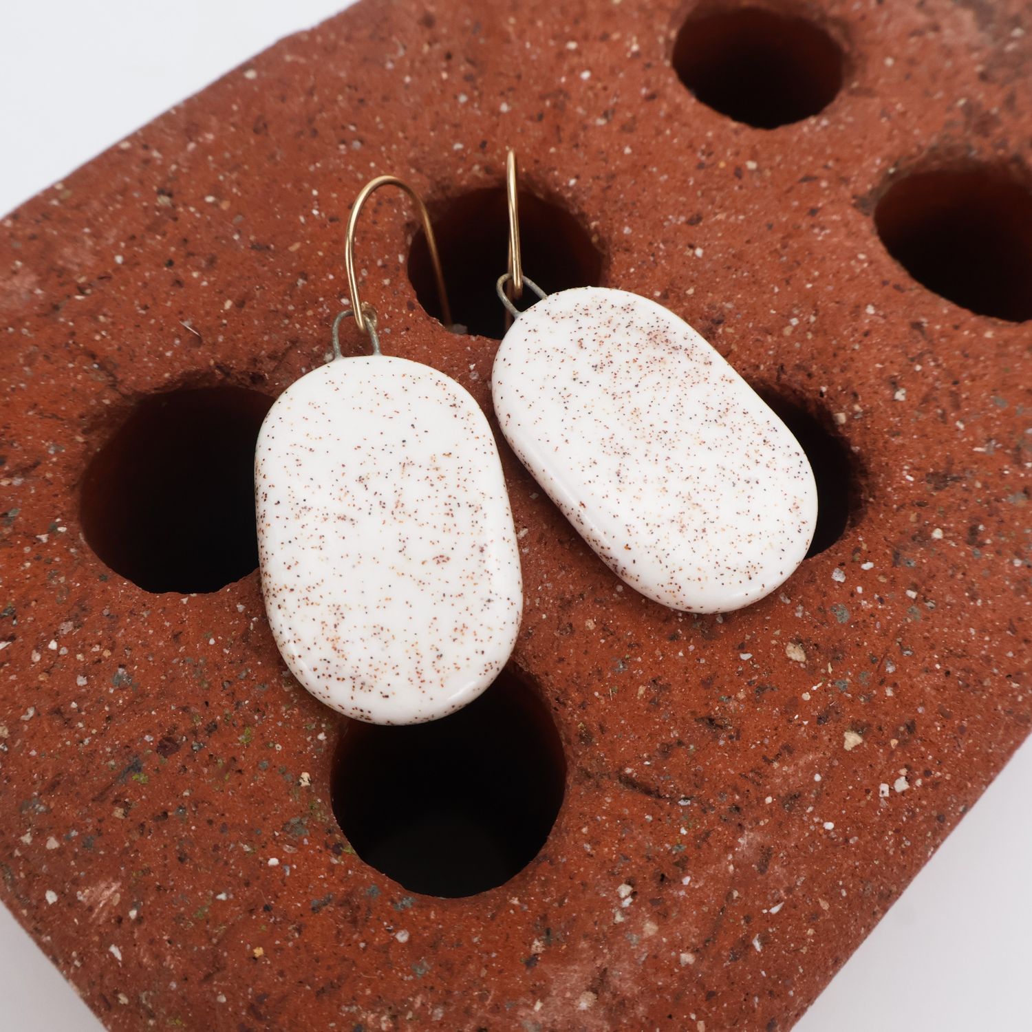 Iva Haas Speckle Oval Dangle Earrings 1