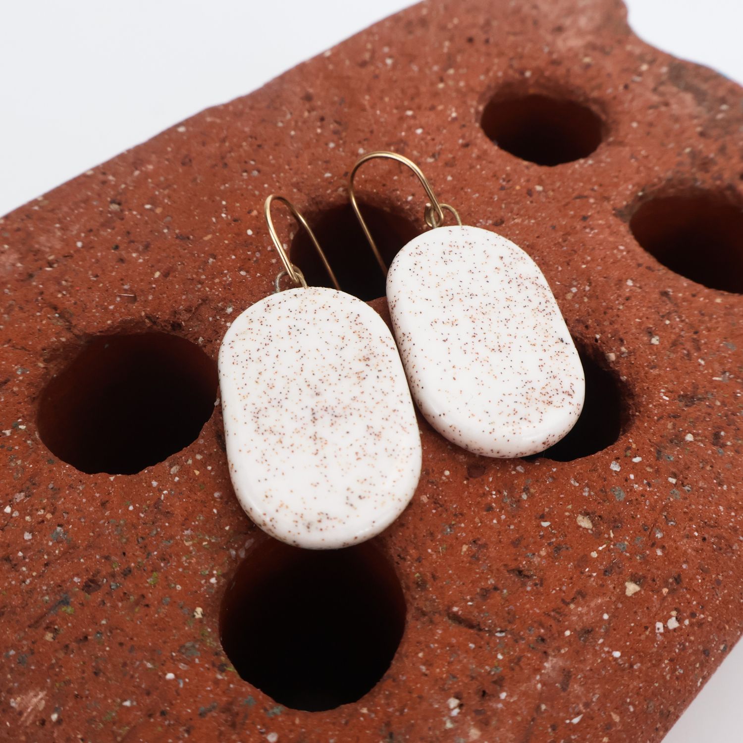 Iva Haas Speckle Oval Dangle Earrings 2