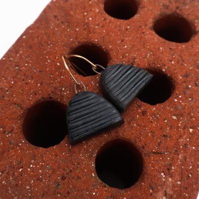 Iva Haas Textured Black Half Circle Dangles