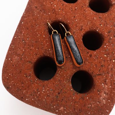 Iva Haas Black Sparkle Straight Line Dangles
