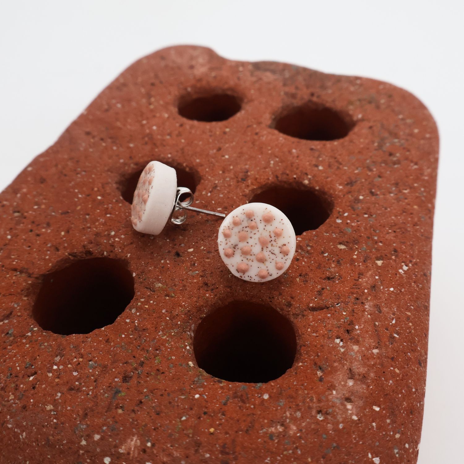 Iva Haas Pink Polka Dot Circle Posts