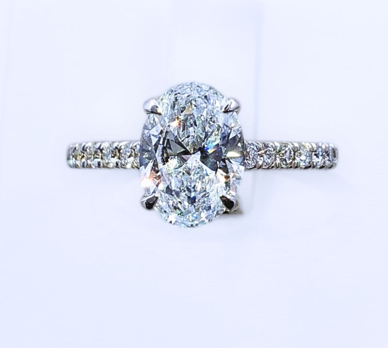 Amoré Diamonds 10K White Gold Oval Lab Diamond Engagement Ring