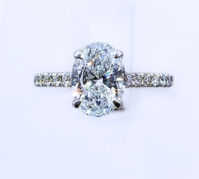 Amoré Diamonds 10K White Gold Oval Lab Diamond Engagement Ring