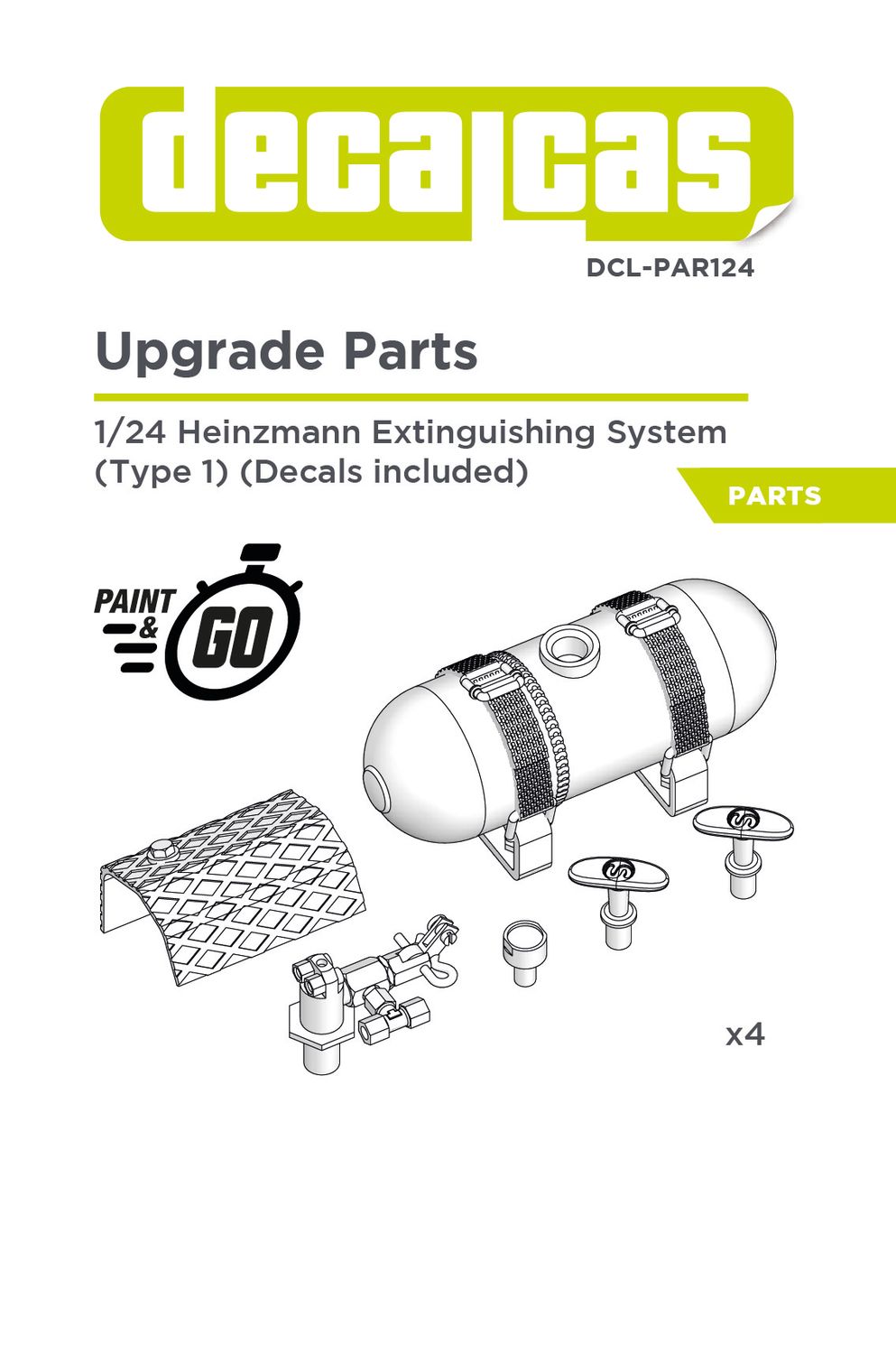 1/24 EXTINCTEUR  TYPE HEINZMANN - 3D- DECALCAS- DCL-PAR124