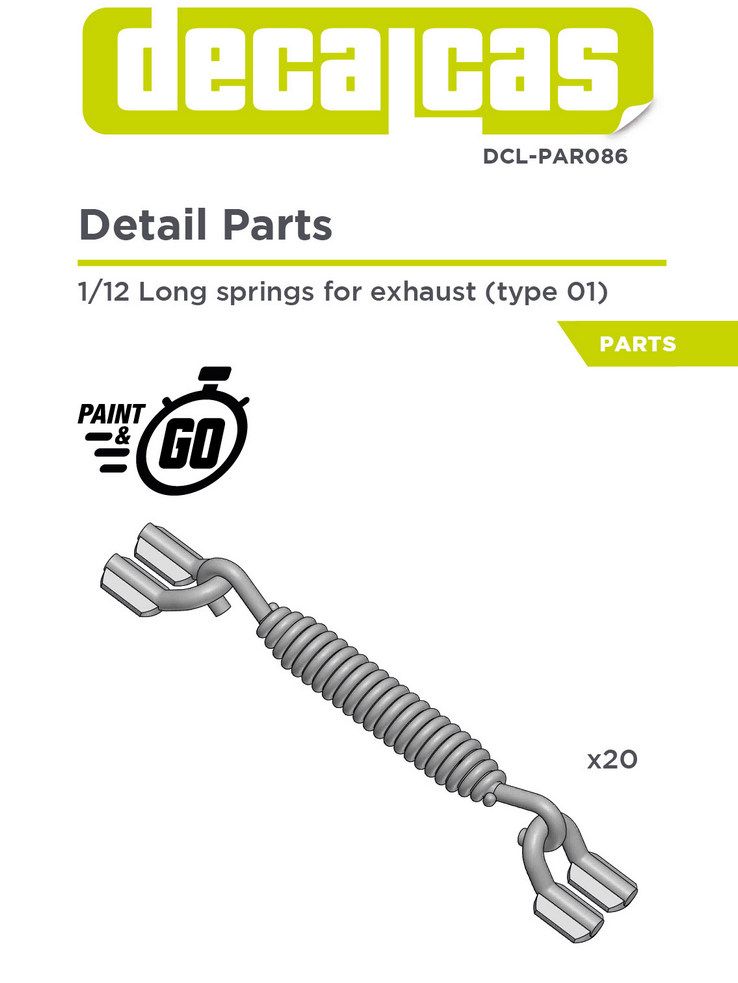 1/12 LONG SPRINGS FOR EXHAUST 7MM - 3D- DECALCAS- DCL-PAR086