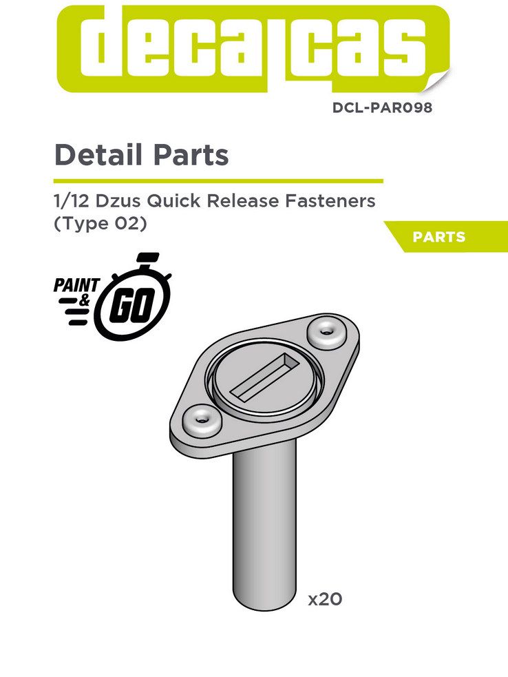 1/12 DZUS QUICK RELEASE FASTENER TYPE 2 - 3D- DECALCAS- DCL-PAR098